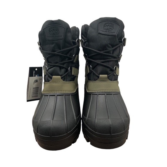 Polar Range Peak-01 Mens Winter Boots Waterproof Duck Boots Olive Black Size 11
